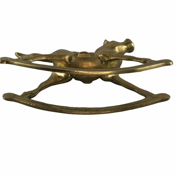 Vintage Solid Brass Rocking Horse Figurine 7.25" x 5.5" - Picture 11 of 11
